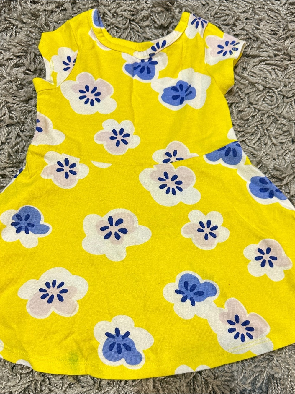 Cat & Jack Yellow Floral A-Line Dress with Blue & White Flowers